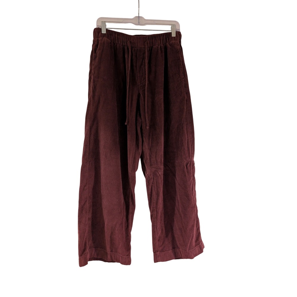 American Eagle Corduroy Pants‎ Womens Small Burgundy Wide Leg Elastic Waist